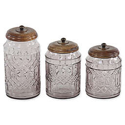 Ridge Road Décor Round Glass Canisters with Lids (Set of 3)