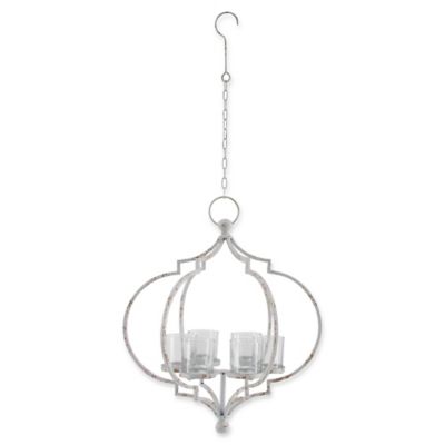 Industrial Aged Metal Candle Chandelier, Bed Bath Beyond Candle Holder Chandelier