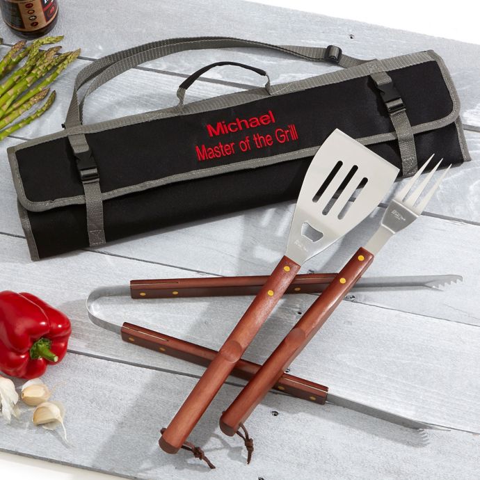 Grill Master Personalized 3PC BBQ Tool Set and Carry Tote | Bed Bath ...