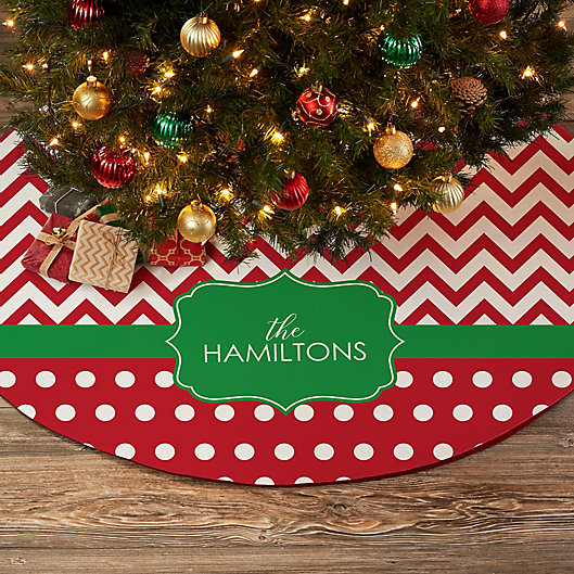 Alternate image 1 for Preppy Chic Personalized Christmas Tree Skirt
