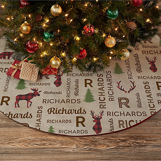 Alternate image 1 for Cozy Cabin Personalized Christmas Tree Skirt