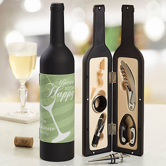 Alternate image 1 for Uncork Some Happy Personalized Wine Accessory 5pc Kit