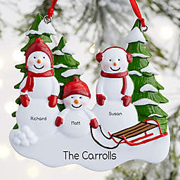 Snowman Family Personalized Ornament- 3 Name