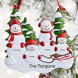 Snowman Family Personalized Ornament- 4 Name