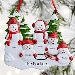 Snowman Family Personalized Ornament- 5 Name