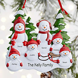 Snowman Family Personalized Ornament- 6 Name