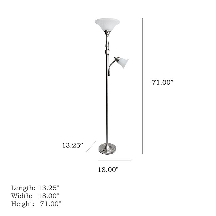 Elegant Designs 2 Light Floor Lamp, Catalina Lighting 2 Light Silver Finish Torchiere Floor Lamp