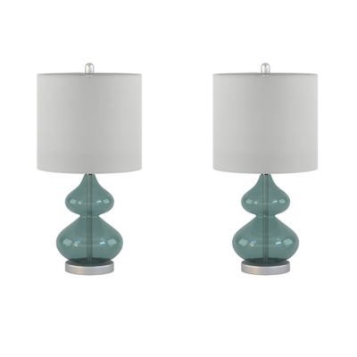 510 Design Ellipse Table Lamp in Blue with Fabric Shades (Set of 2)