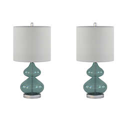 510 Design Ellipse Table Lamp in Blue with Fabric Shades (Set of 2)