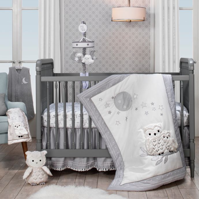 Lambs Ivy Luna 4 Piece Crib Bedding Set In Grey White Buybuy Baby