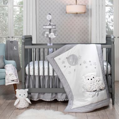 Lambs &amp; Ivy&reg; Luna Fitted Crib Sheet in Grey/White. View a larger version of this product image.