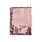 Kantha Cotton Throw in Black and Pink