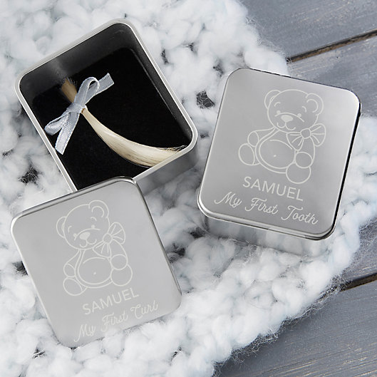 Demdaco Baby First Tooth & Curl Keepsake Box Blue Demdaco Baby First Tooth & Curl Keepsake Box Blue