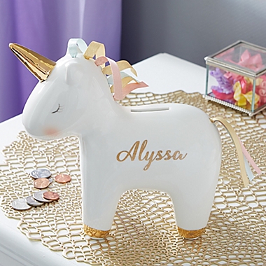 Unicorn Personalized Piggy Bank. View a larger version of this product image.