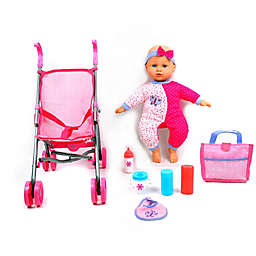 Dream Collection 14-Inch Baby Doll with Stroller Set
