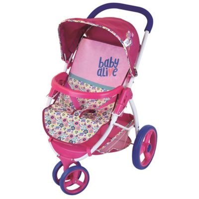 Baby Boo Dolls Tri Pushchair Buggy Pink with Adjustable Hood Foldable 