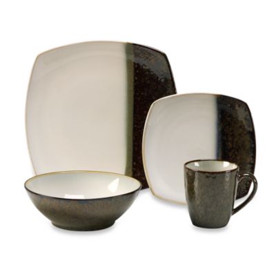 black and cream dinner set