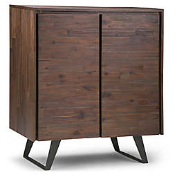 Simpli Home Lowry Solid Acacia Wood Medium Storage Cabinet in Distressed Charcoal Brown