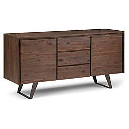 Simpli Home Lowry Solid Acacia Wood Sideboard Buffet in Distressed Charcoal Brown