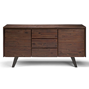 Simpli Home Lowry Solid Acacia Wood Sideboard Buffet in Distressed Charcoal Brown. View a larger version of this product image.