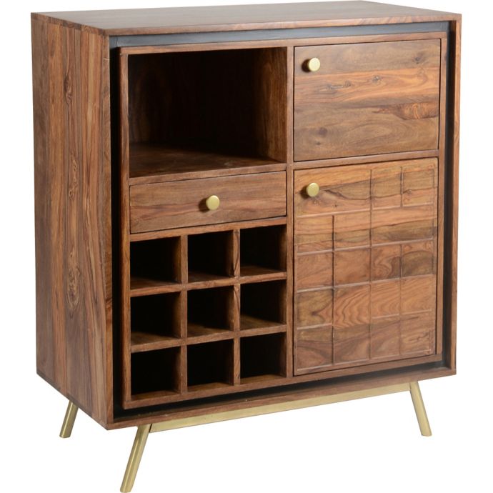 Moe S Home Collection Obra Bar Cabinet In Dark Brown Bed Bath