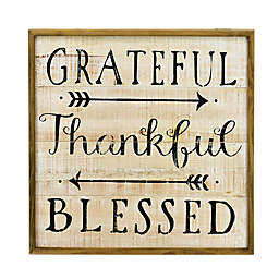 "Grateful" 24-Inch Square Wood Wall Art
