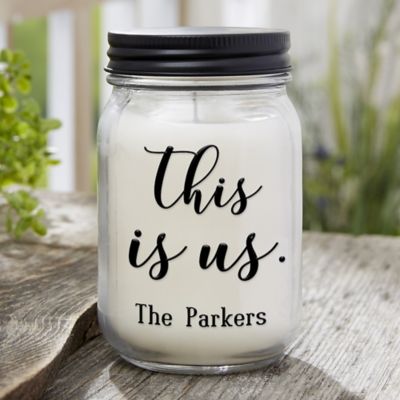 This is Us Personalized Farmhouse Candle Jar