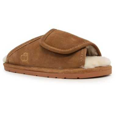 Lamo&reg; Luxury Women's Open-Toe Wrap Slippers in Chestnut. View a larger version of this product image.