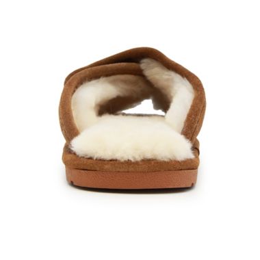 Lamo&reg; Luxury Women's Open-Toe Wrap Slippers in Chestnut. View a larger version of this product image.