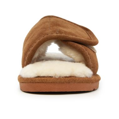 Lamo&reg; Luxury Women's Open-Toe Wrap Slippers in Chestnut. View a larger version of this product image.