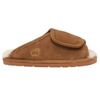 Lamo&reg; Luxury Women's Open-Toe Wrap Slippers in Chestnut. View a larger version of this product image.