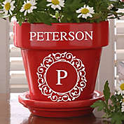 Circle & Vine Monogram Personalized Flower Pot