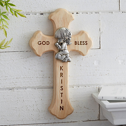 Alternate image 1 for Prayerful Girl Personalized Wood Cross