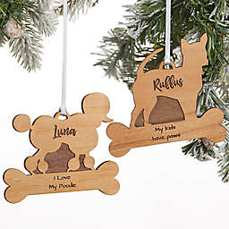 Pet Breed Personalized Wood Christmas Ornament in Natural Wood