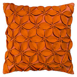 Rizzy Home Petals Solid Square Throw Pillow in Orange