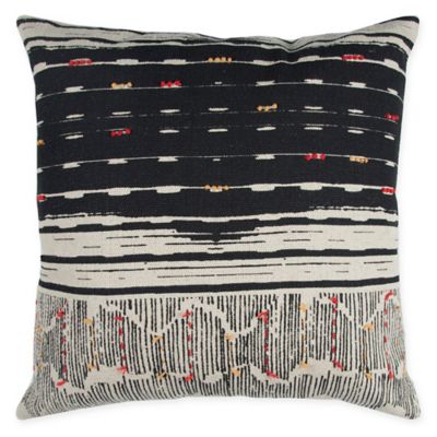 Rizzy Home Abstract Stripe Square Throw Pillow in Black