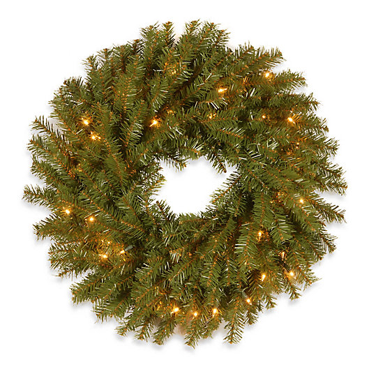 Alternate image 1 for National Tree Company Norwood Fir Pre-Lit Wreath with Clear Lights