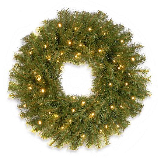 Alternate image 1 for National Tree Company 24-Inch Norwich Fir Wreath with Warm White Lights