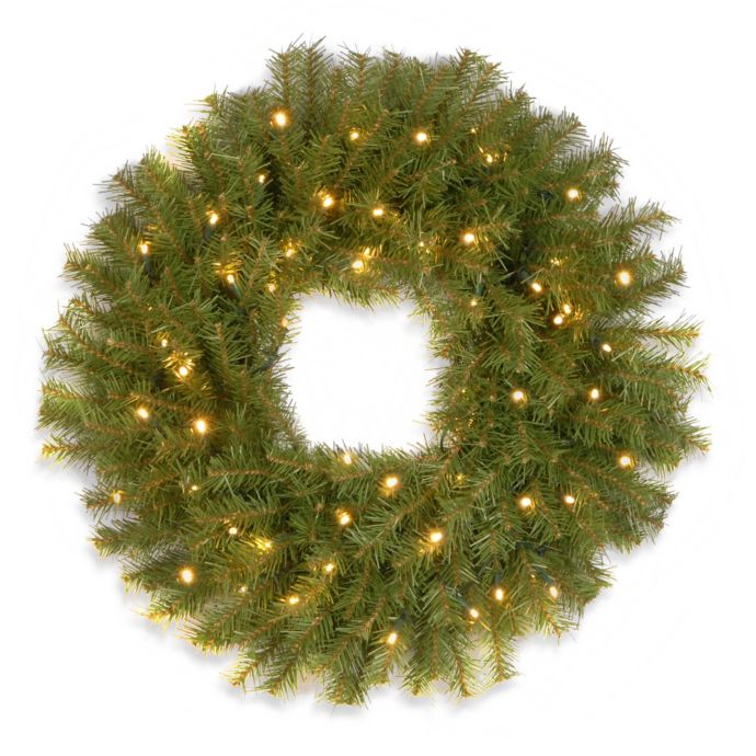 National Tree Company Pre Lit Norwood Fir Wreath With Battery Operated Warm White Led Lights Bed Bath Beyond