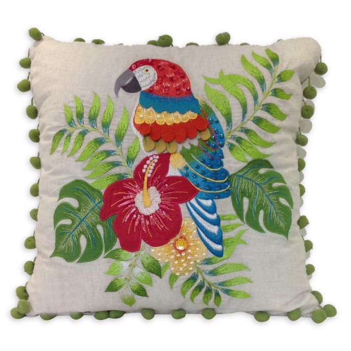 Download Parrot Embroidered Indoor/Outdoor Square Throw Pillow in ...