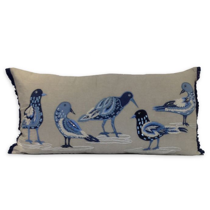 Sandpiper Birds Oblong Throw Pillow in Natural/Blue Bed Bath and