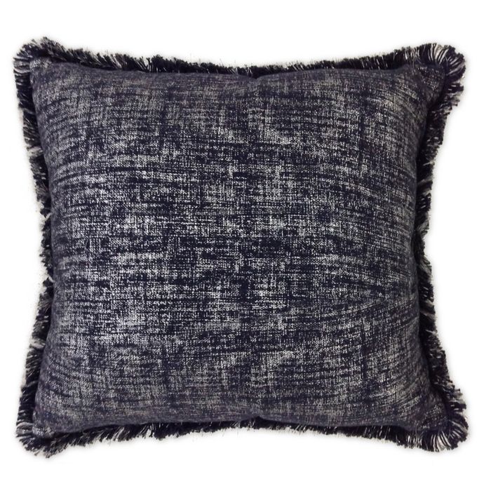 Metallic Fringe Square Throw Pillow In Navy Silver Bed Bath Beyond