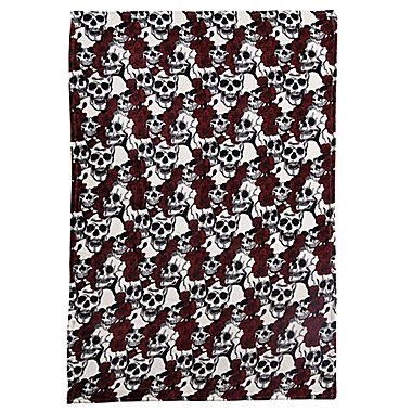 Botanical Skulls Plush Throw Blanket in Red. View a larger version of this product image.