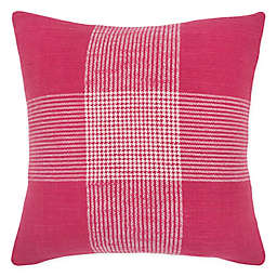 Rizzy Home Woven Plaid Square Throw Pillow in Hot Pink/White