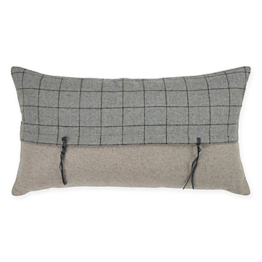 Rizzy Home Woven Plaid Oblong Throw Pillow in Grey. View a larger version of this product image.