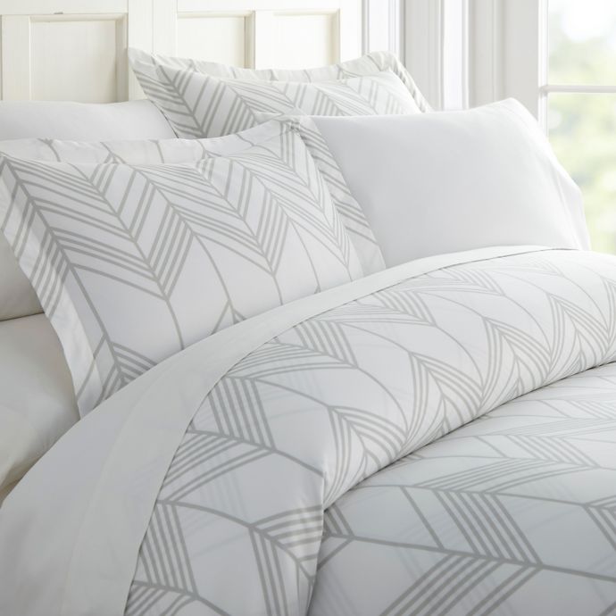 Alps Chevron Full Queen Duvet Cover Set In Light Grey Bed Bath