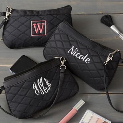Embroidered Quilted Wristlet