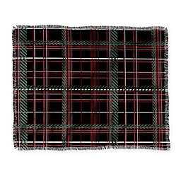 Deny Designs Festive Plaid Throw Blanket in Black/Green/Red