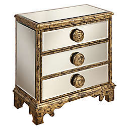 Coast to Coast Imports LLC™ Dara 3-Drawer Mirrored Chest in Aylor Antique Gold