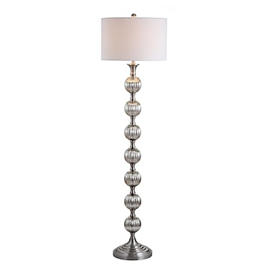 JONATHAN Y Oslo 60.5&quot; Glass/Metal LED Floor Lamp in Mercury Silver. View a larger version of this product image.